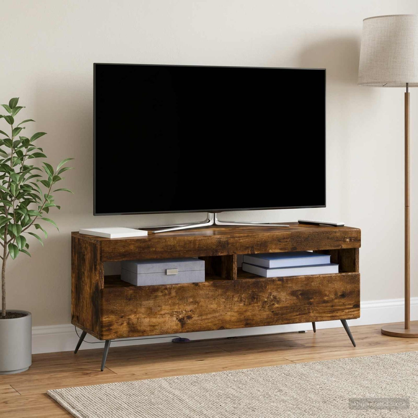 vidaXL Ντουλάπα LED Τηλεόρασης Καπνισμένο Ξύλο Δρυός