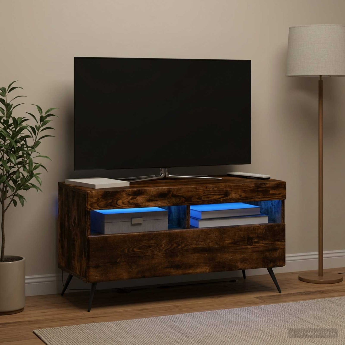 vidaXL Ντουλάπα LED Τηλεόρασης Καπνισμένο Ξύλο Δρυός