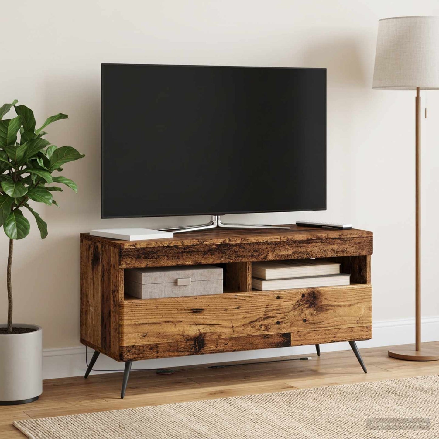 vidaXL Ντουλάπα LED Τηλεόρασης Παλαιωμένο ξύλο Επεξεργασμένο Ξύλο