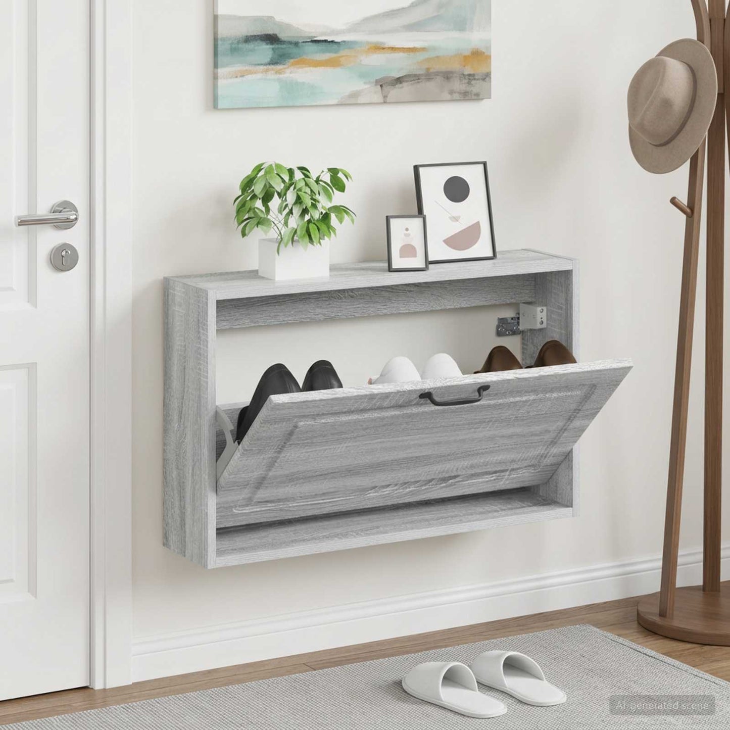 vidaXL Τοίχου Ντουλάπα Παπουτσιών UTRECHT 71 x 17 x 43 εκ Γκρι Sonoma
