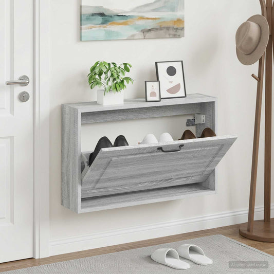 vidaXL Τοίχου Ντουλάπα Παπουτσιών UTRECHT 71 x 17 x 43 εκ Γκρι Sonoma