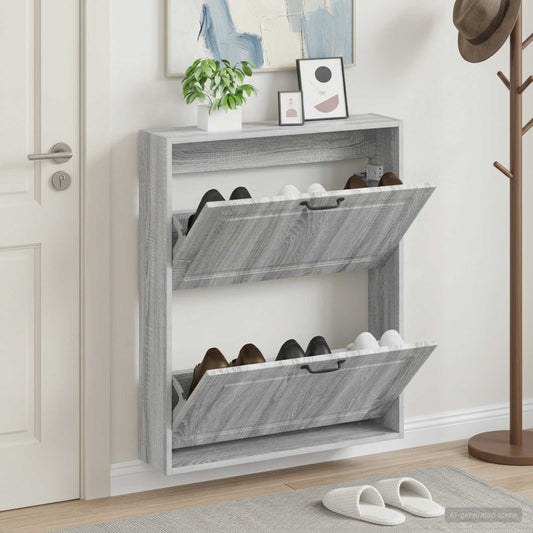vidaXL Τοίχου Ντουλάπα Παπουτσιών UTRECHT 71 x 17 x 86 εκ. Γκρι Sonoma