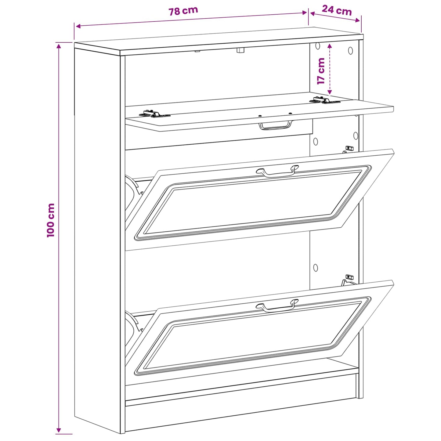 vidaXL Ντουλάπα Παπουτσιών UTRECHT 78 x 24 x 100 εκ.