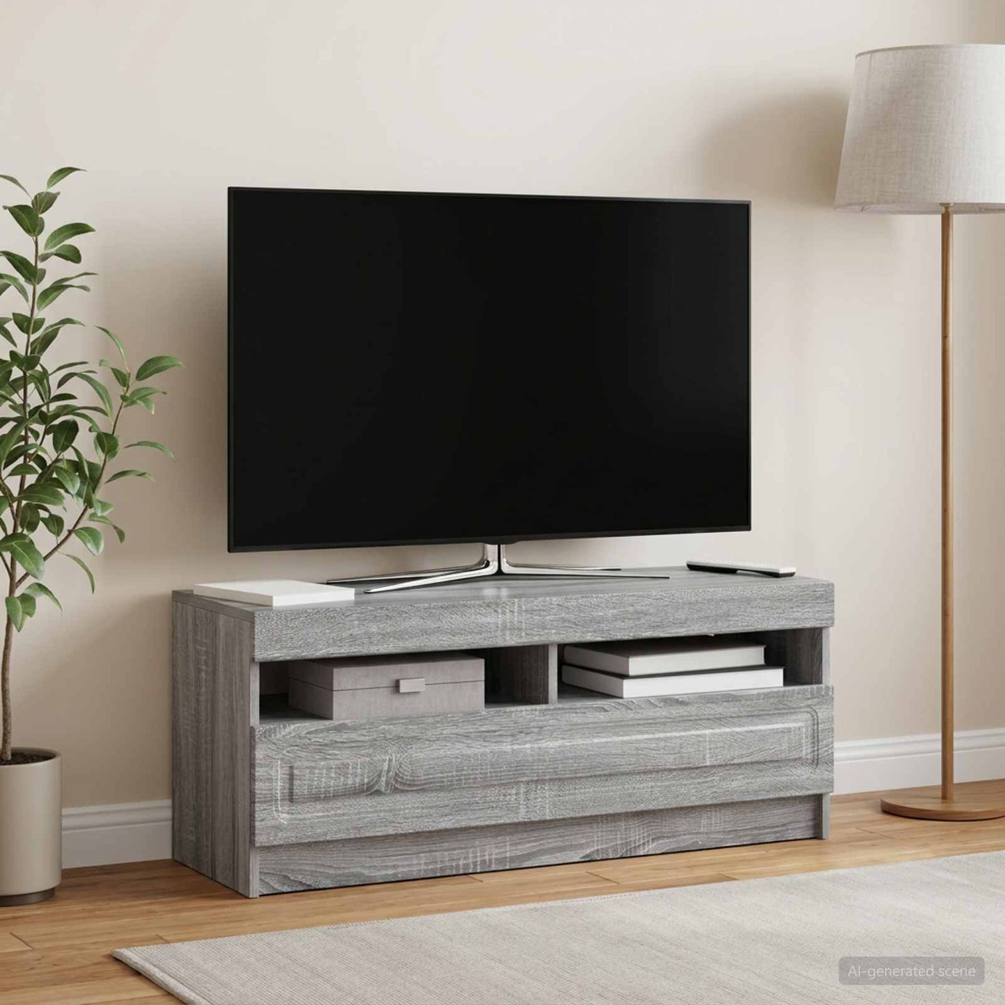 vidaXL Ντουλάπα LED Τηλεόρασης Γκρι Sonoma Επεξεργασμένο Ξύλο