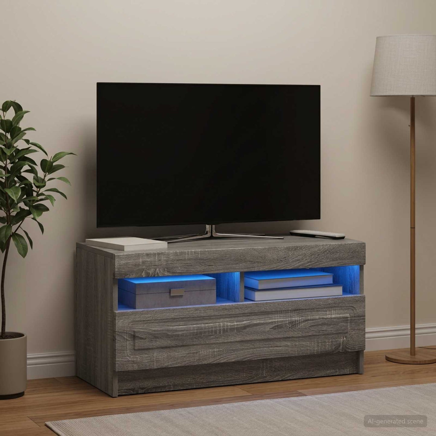 vidaXL Ντουλάπα LED Τηλεόρασης Γκρι Sonoma Επεξεργασμένο Ξύλο