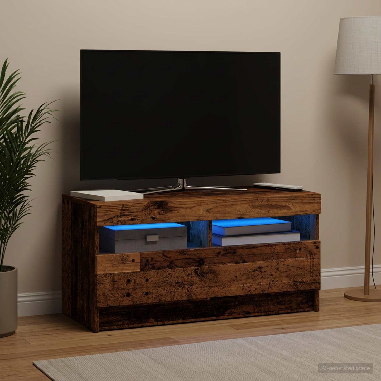 vidaXL Ντουλάπα LED Τηλεόρασης Παλαιωμένο ξύλο Επεξεργασμένο Ξύλο