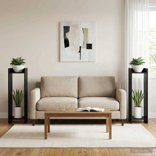 vidaXL Βάση φυτών με ράφι 2 pcs Μαύρη Δρυς 30 x 30 x 100 εκ