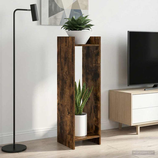 vidaXL Βάση φυτών 2 τεμ. Καπνισμένο Ξύλο Δρυός 30 x 30 x 100 εκ