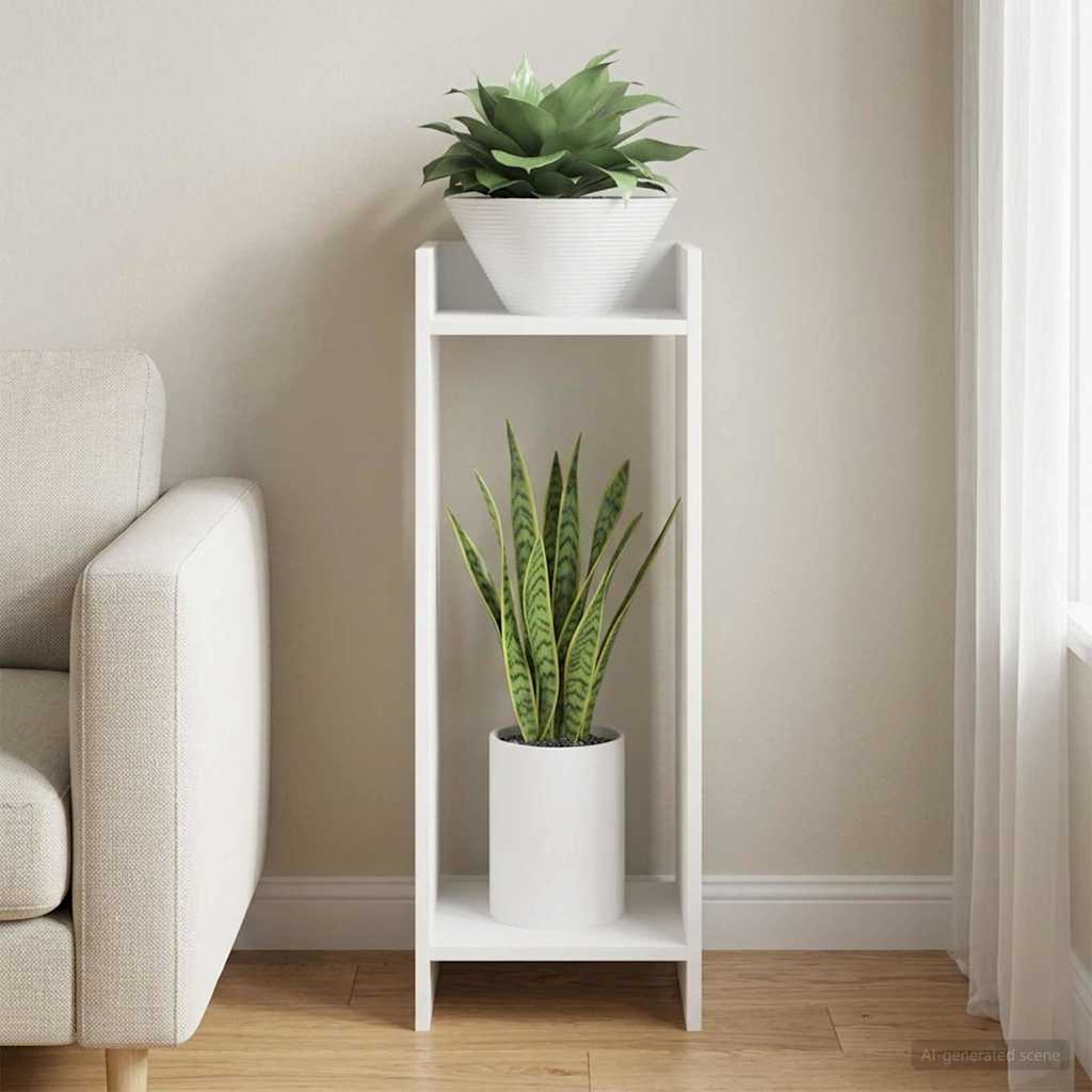 vidaXL Βάση φυτών Λευκός 30 x 30 x 80 cm Μηχανικά επεξεργασμένο ξύλο