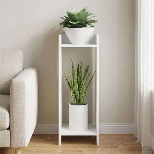 vidaXL Βάση φυτών Λευκός 30 x 30 x 80 cm Μηχανικά επεξεργασμένο ξύλο