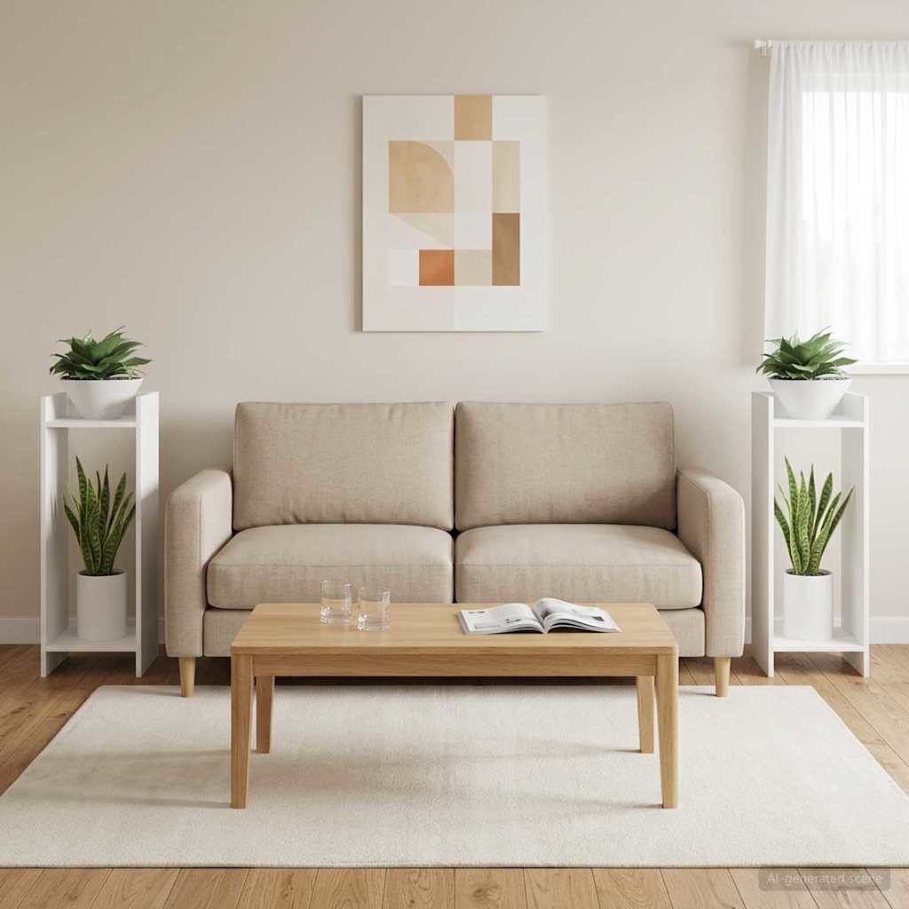vidaXL Βάση φυτών με ράφι 2 pcs Λευκός 30 x 30 x 80 cm