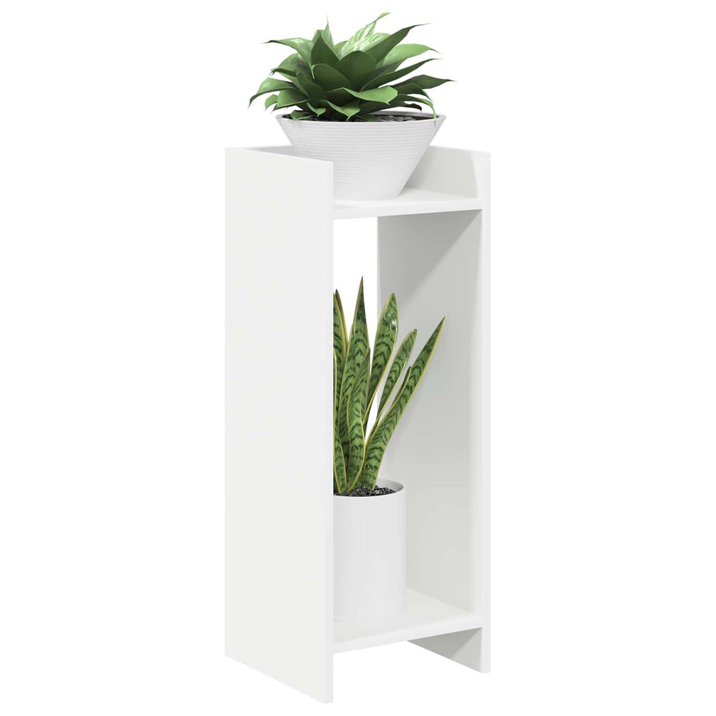 vidaXL Βάση φυτών με ράφι 2 pcs Λευκός 30 x 30 x 80 cm