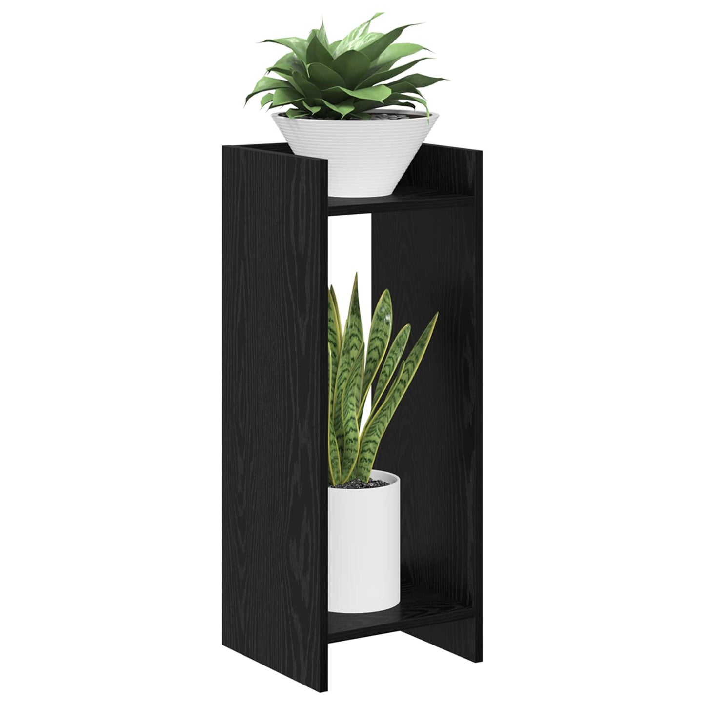 vidaXL Βάση φυτών με ράφι 2 pcs Μαύρη Δρυς 30 x 30 x 80 cm