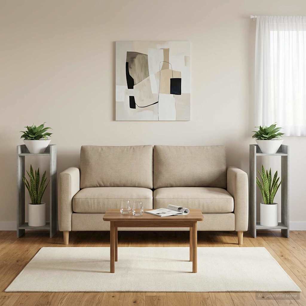 vidaXL Βάση φυτών με ράφι 2 pcs Σκυρόχρωμο Γκρι 30 x 30 x 80 cm