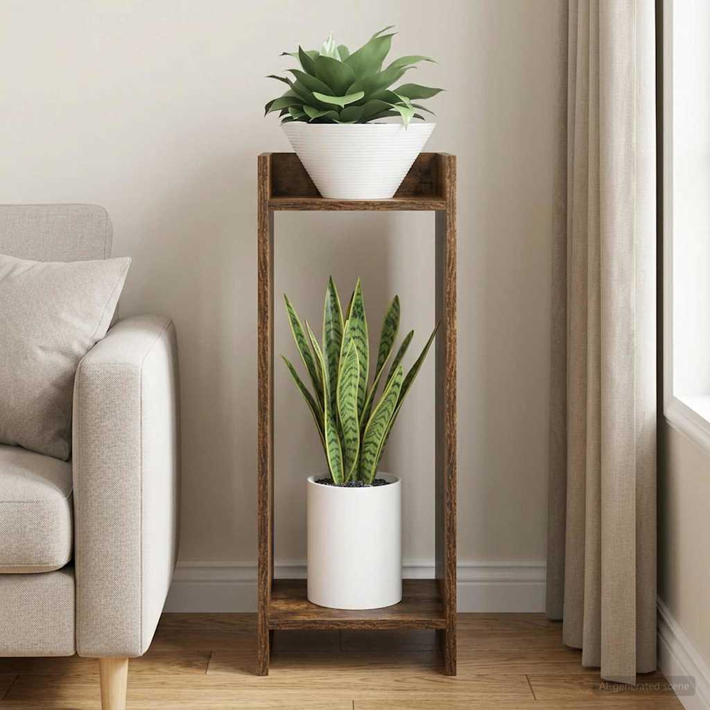 vidaXL Βάση φυτών Καπνισμένο Ξύλο Δρυός 30 x 30 x 80 cm
