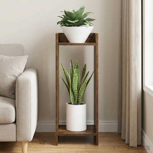 vidaXL Βάση φυτών Καπνισμένο Ξύλο Δρυός 30 x 30 x 80 cm