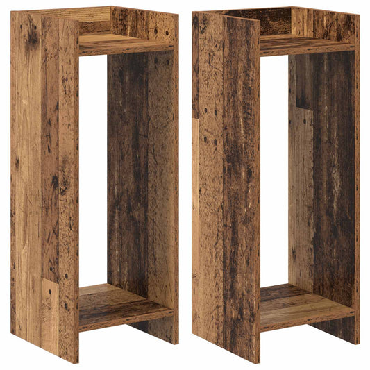 vidaXL Βάση φυτών με ράφι 2 pcs Παλιό ξύλο 30 x 30 x 80 cm