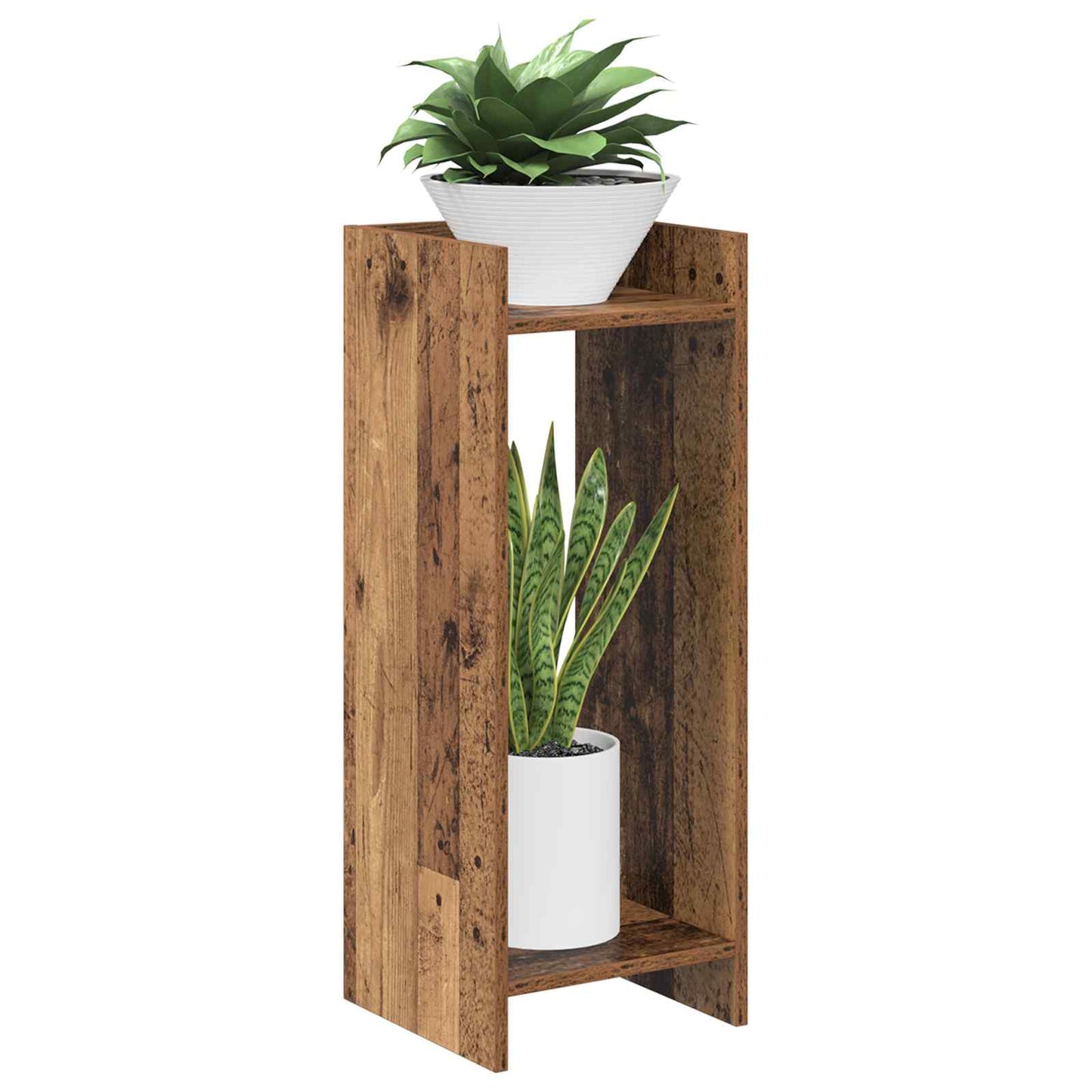 vidaXL Βάση φυτών με ράφι 2 pcs Παλιό ξύλο 30 x 30 x 80 cm