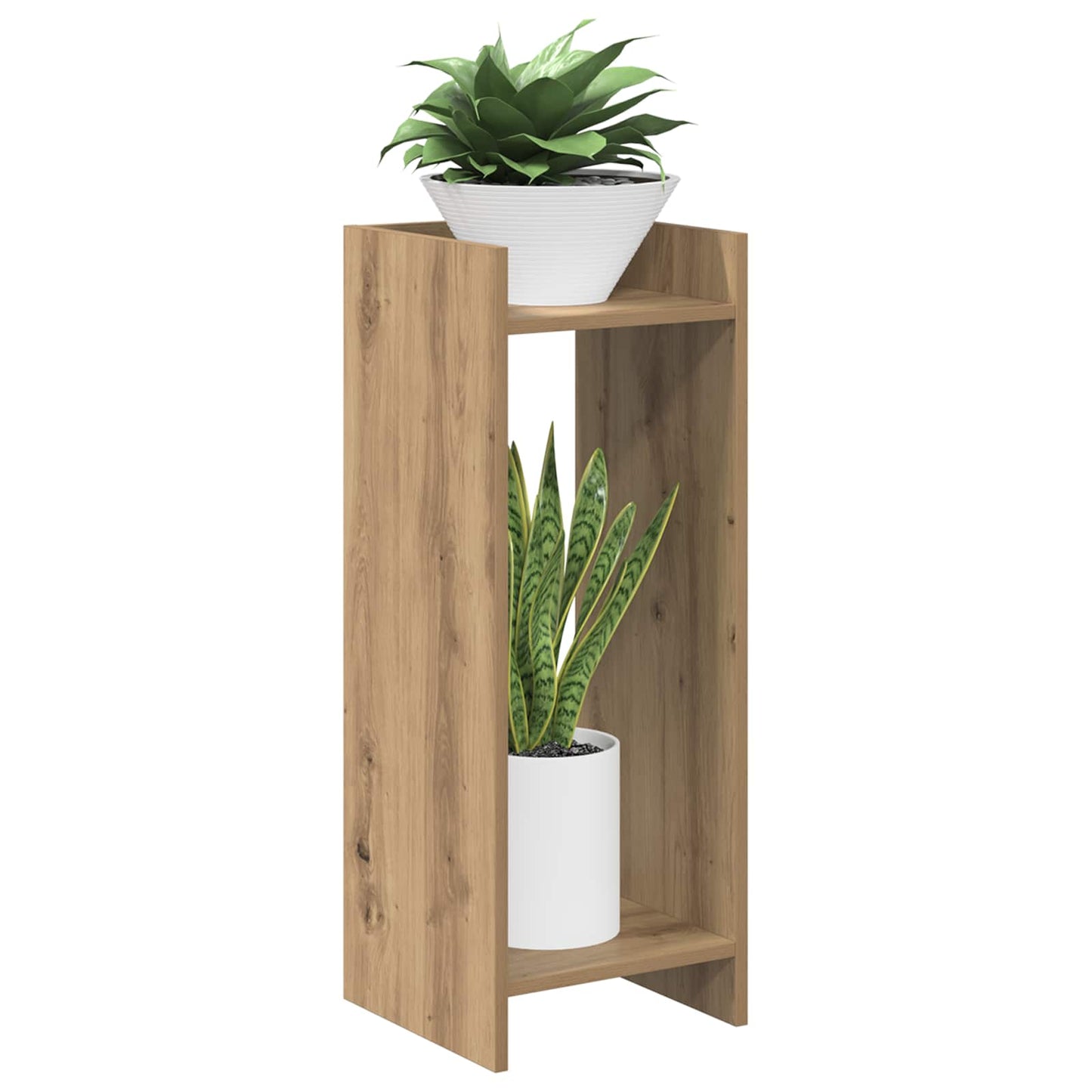 vidaXL Βάση φυτών με ράφι 2 pcs Τεχνίτικη Δρυς 30 x 30 x 80 cm