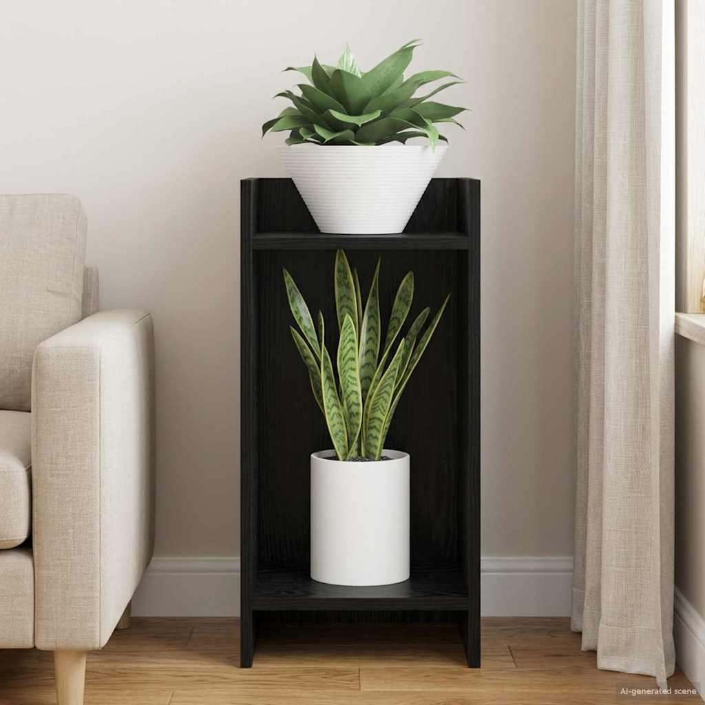vidaXL Βάση φυτών με ράφι Μαύρη Δρυς 30 x 30 x 60 cm