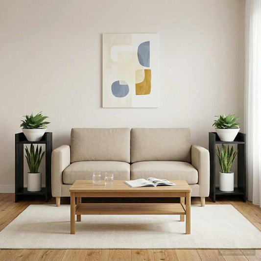 vidaXL Βάση φυτών με ράφι Μαύρη Δρυς 30 x 30 x 60 cm