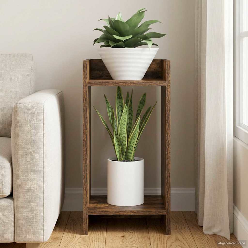 vidaXL Βάση φυτών Καπνισμένο Ξύλο Δρυός 30 x 30 x 60 cm