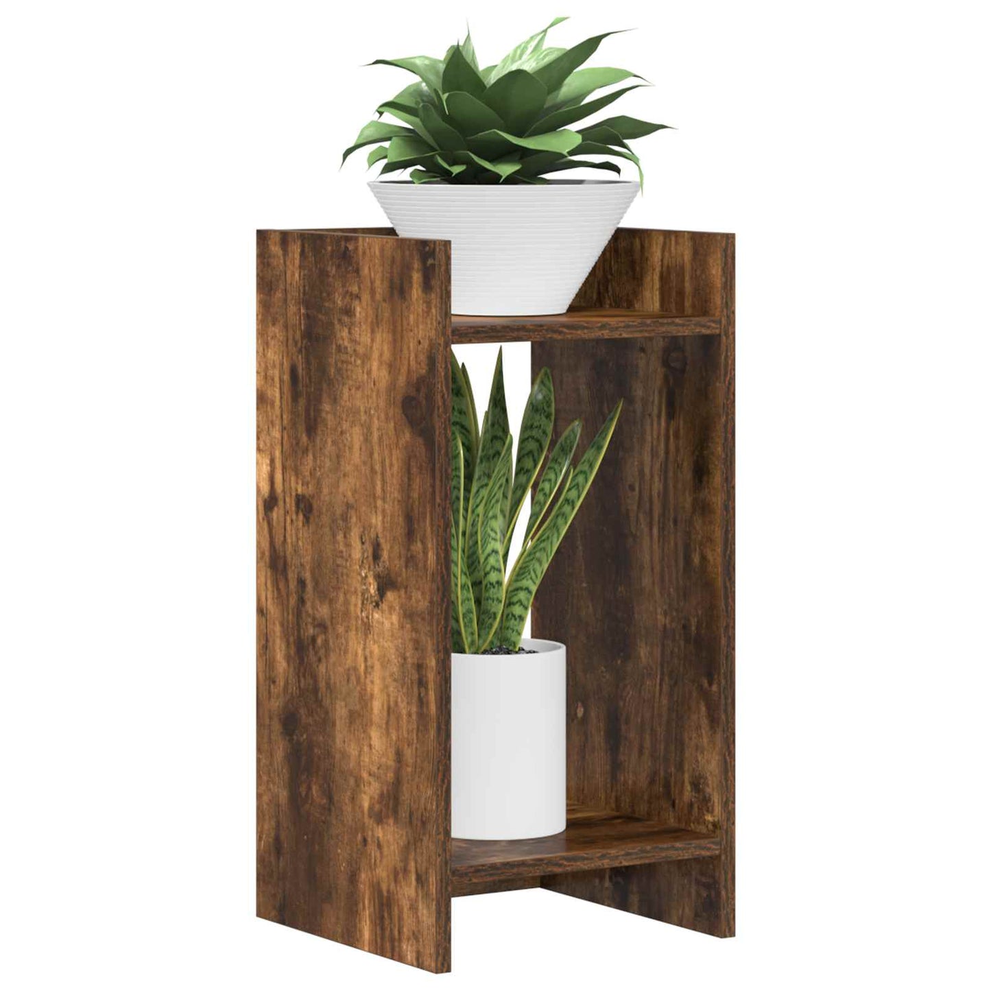 vidaXL Βάση φυτών Καπνισμένο Ξύλο Δρυός 30 x 30 x 60 cm