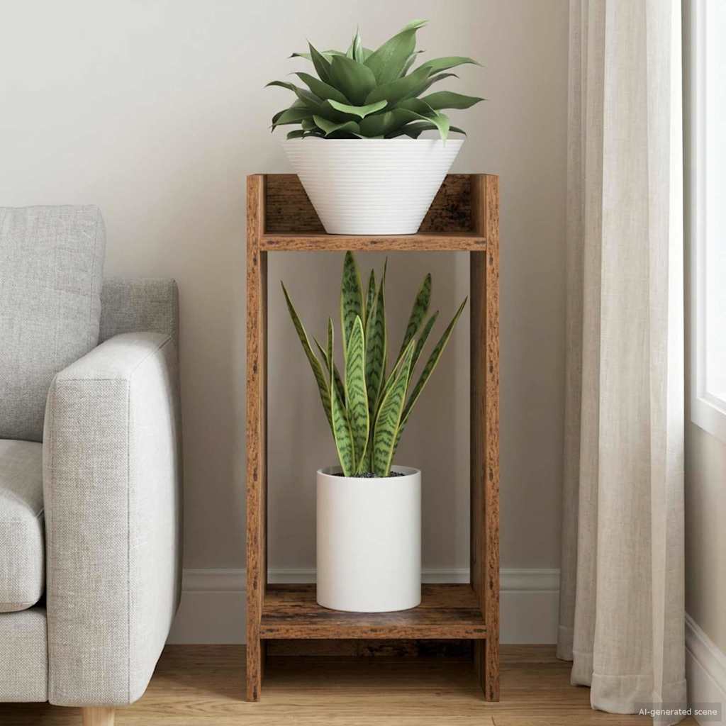 vidaXL Βάση φυτών Παλαιωμένο ξύλο 30 x 30 x 60 cm Επεξεργασμένο Ξύλο