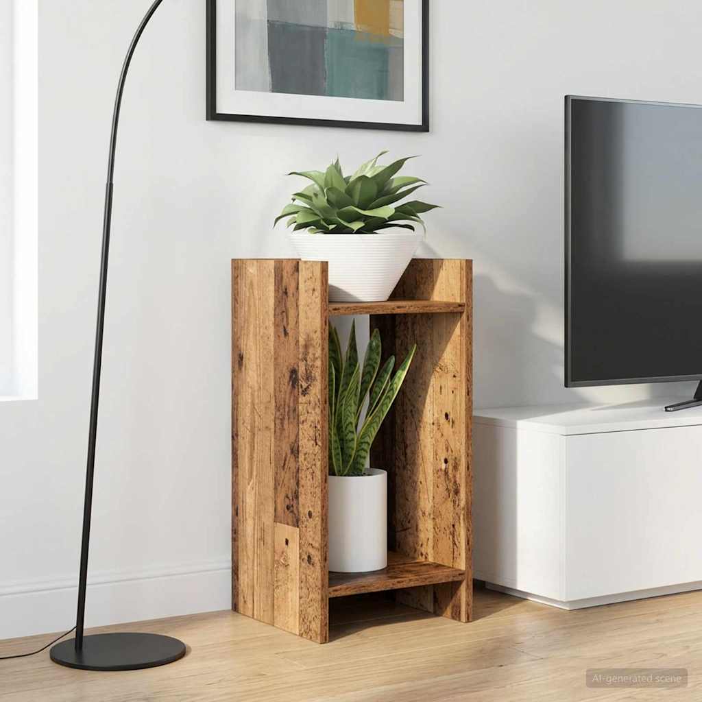 vidaXL Βάση φυτών με ράφι 2 pcs Παλιό ξύλο 30 x 30 x 60 cm
