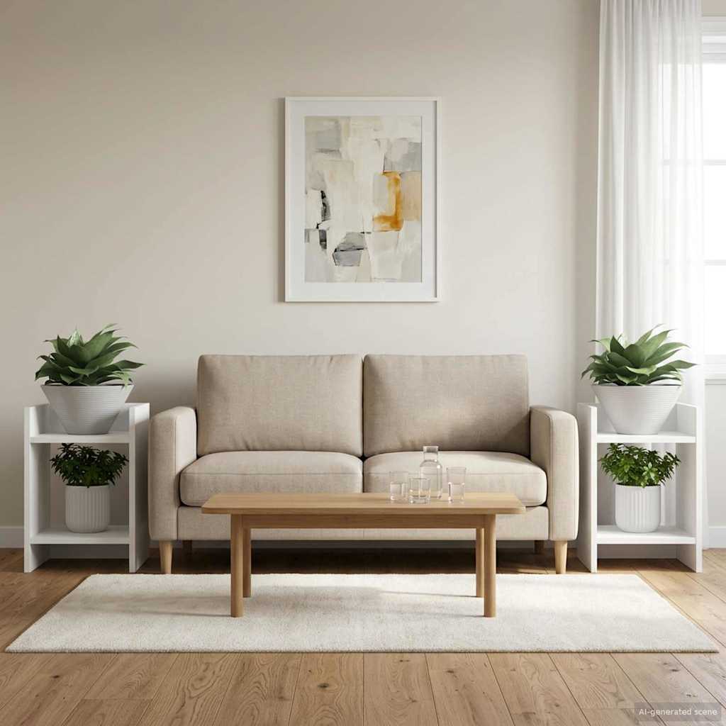 vidaXL Βάση φυτών με ράφι 2 pcs Λευκός 30 x 30 x 40 cm