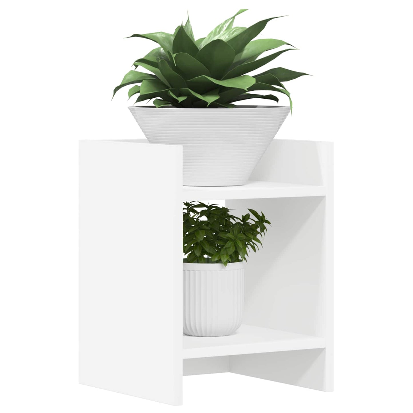 vidaXL Βάση φυτών με ράφι 2 pcs Λευκός 30 x 30 x 40 cm