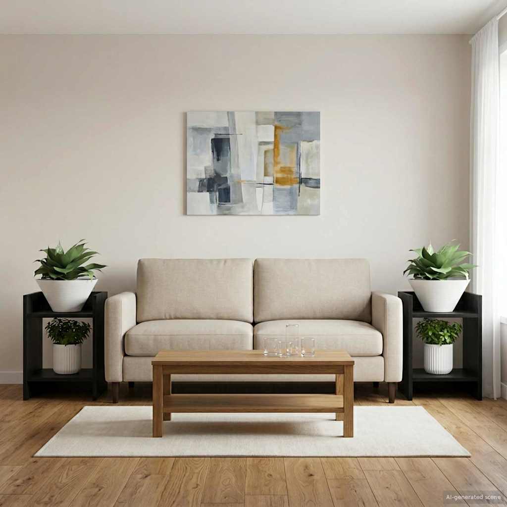 vidaXL Βάση φυτών με ράφι 2 pcs Μαύρη Δρυς 30 x 30 x 40 cm