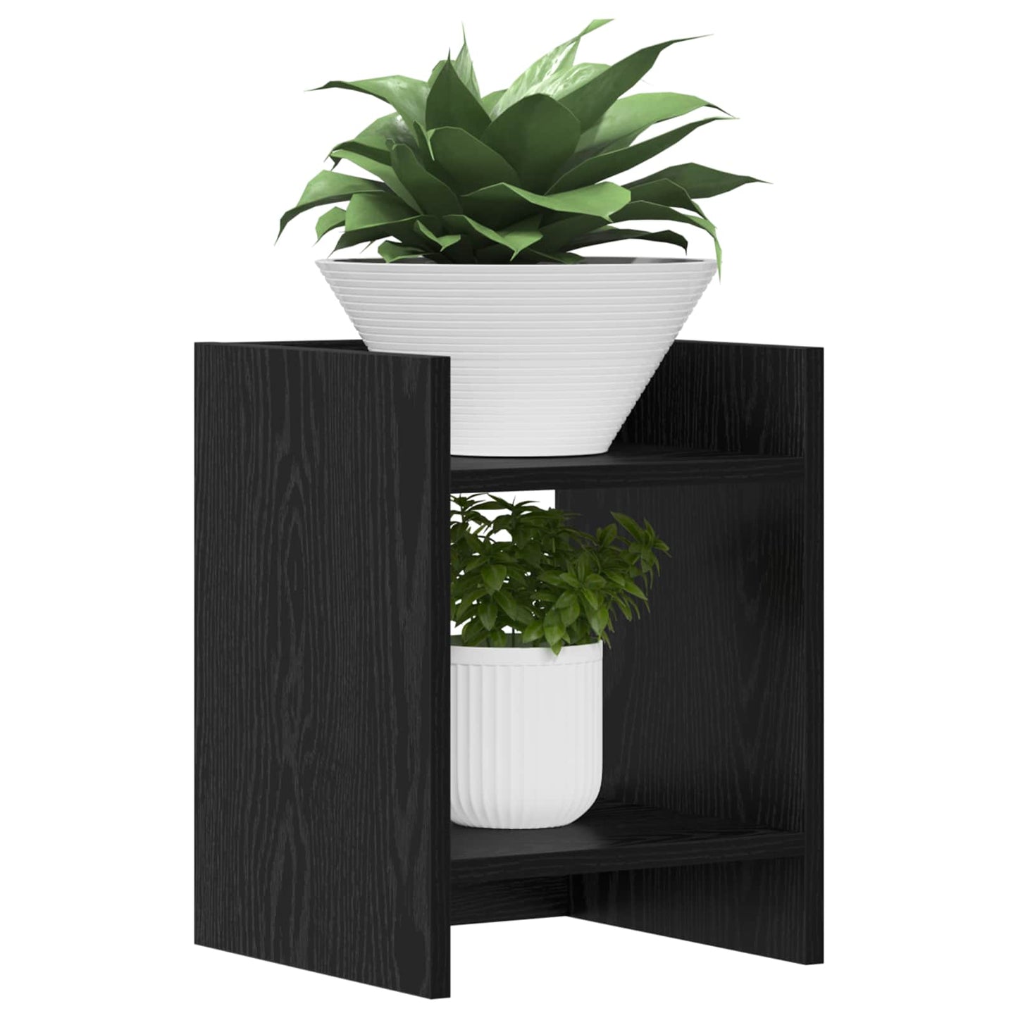 vidaXL Βάση φυτών με ράφι 2 pcs Μαύρη Δρυς 30 x 30 x 40 cm