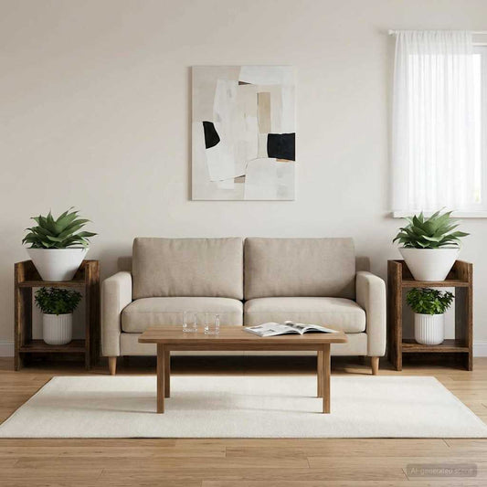 vidaXL Βάση φυτών 2 τεμ. Καπνισμένο Ξύλο Δρυός 30 x 30 x 40 cm