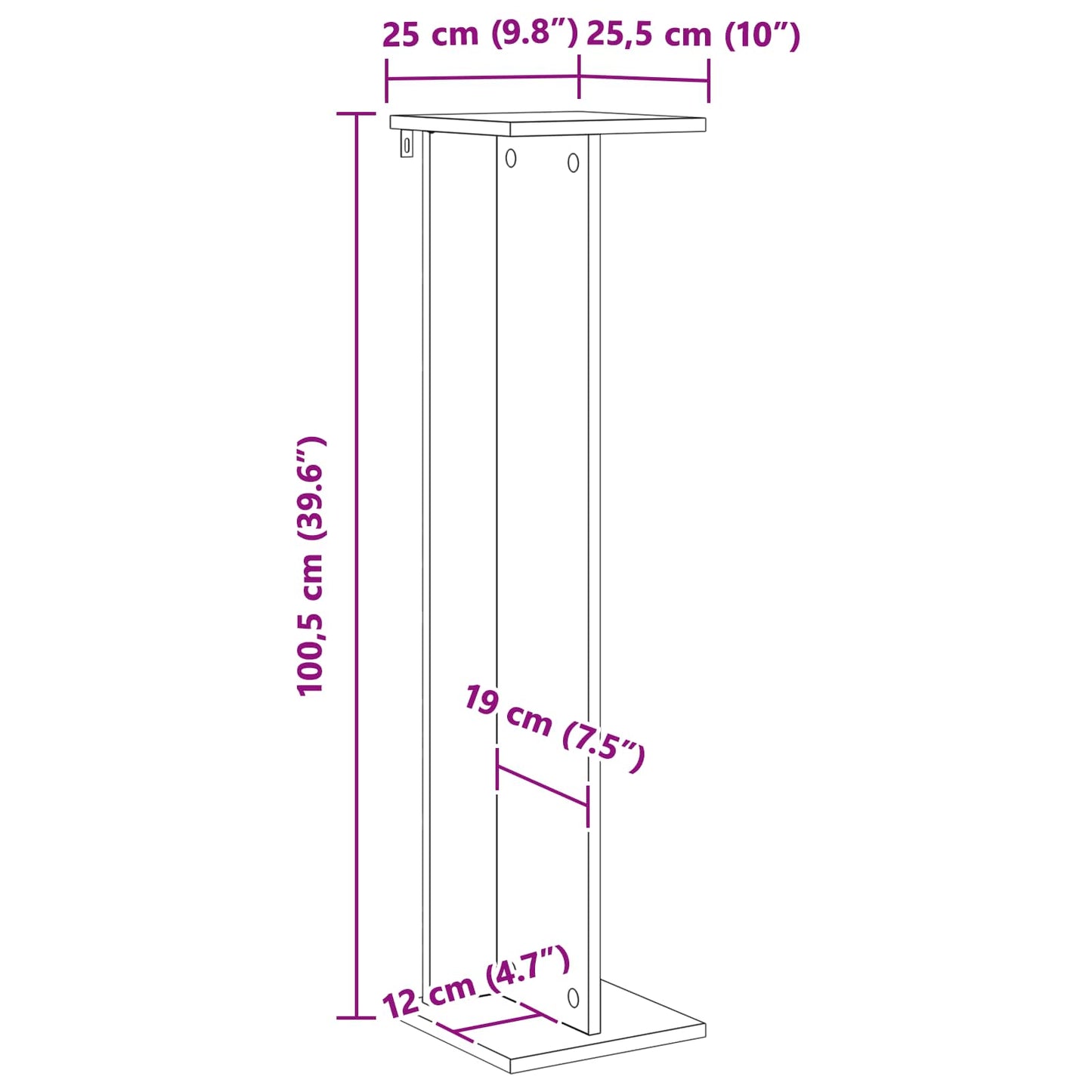 vidaXL Βάση φυτών 2 τμχ. Παλιό ξύλο 25 x 25,5 x 100,5 εκ.