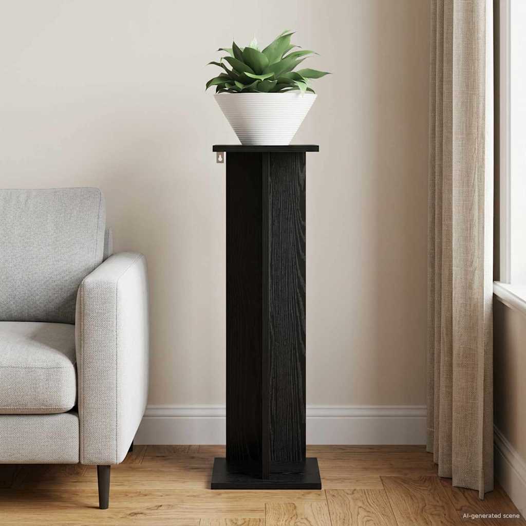 vidaXL Βάση φυτών Μαύρη Δρυς 25 x 25,5 x 80,5 εκ.