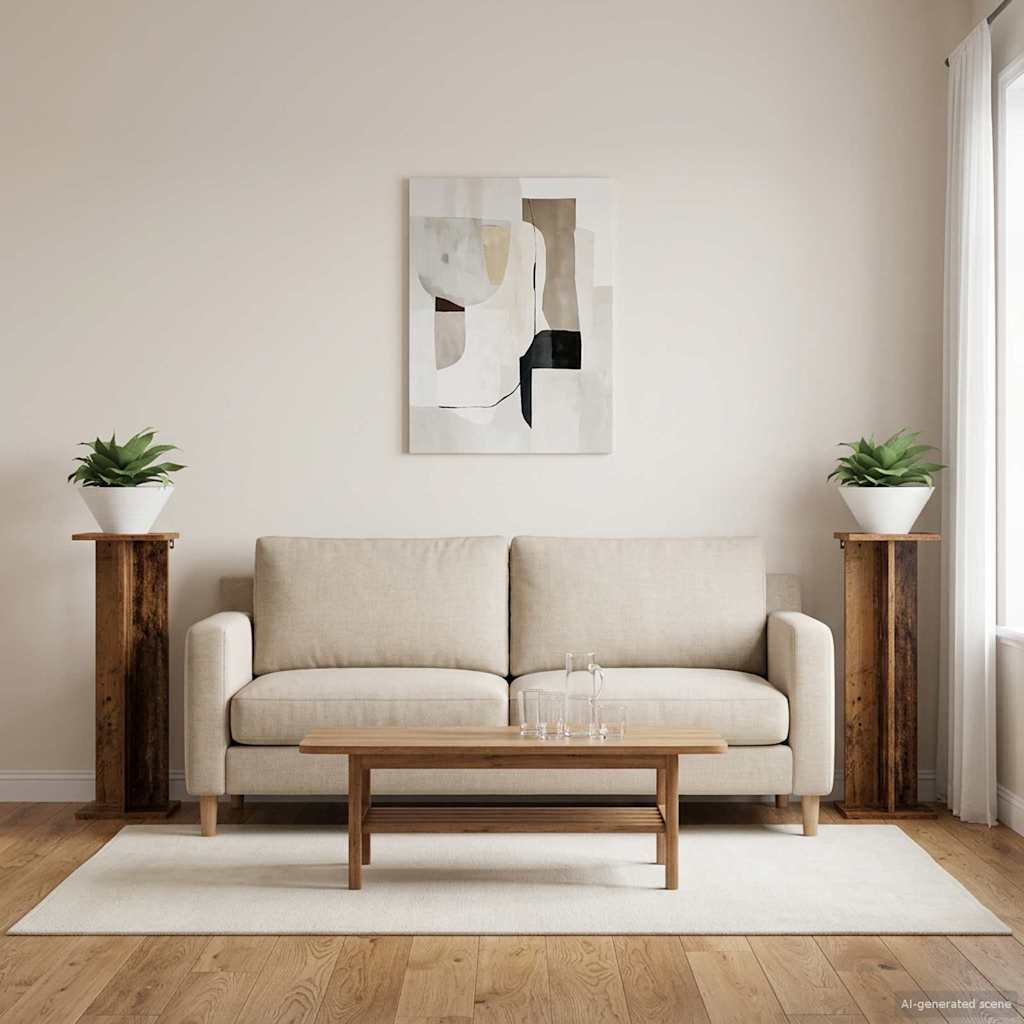 vidaXL Βάση φυτών 2 τμχ. Παλιό ξύλο 25 x 25,5 x 80,5 εκ.