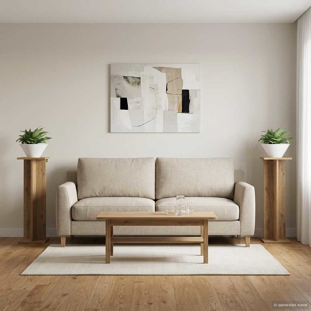 vidaXL Βάση φυτών 2 τμχ. Τεχνίτικη Δρυς 25 x 25,5 x 80,5 εκ.
