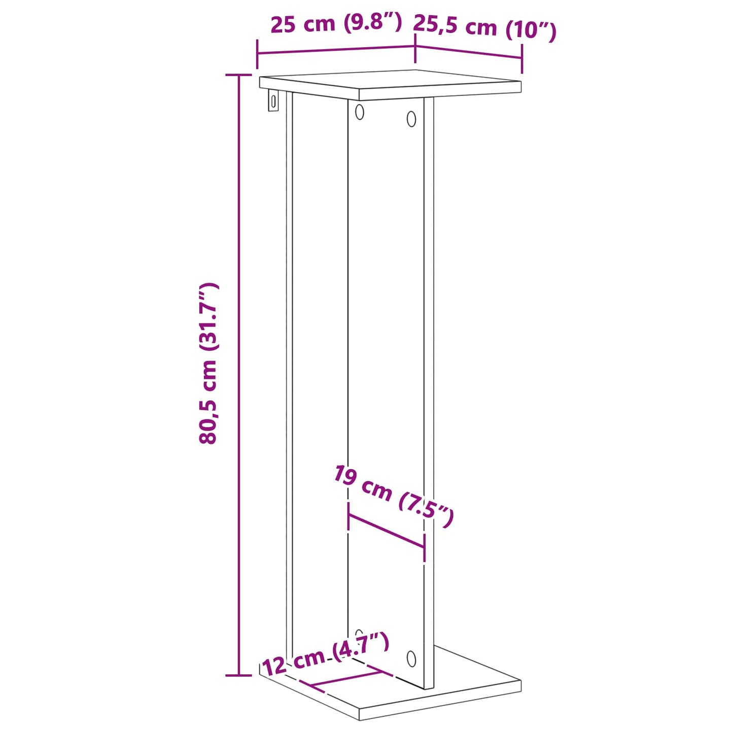 vidaXL Βάση φυτών 2 τμχ. Τεχνίτικη Δρυς 25 x 25,5 x 80,5 εκ.