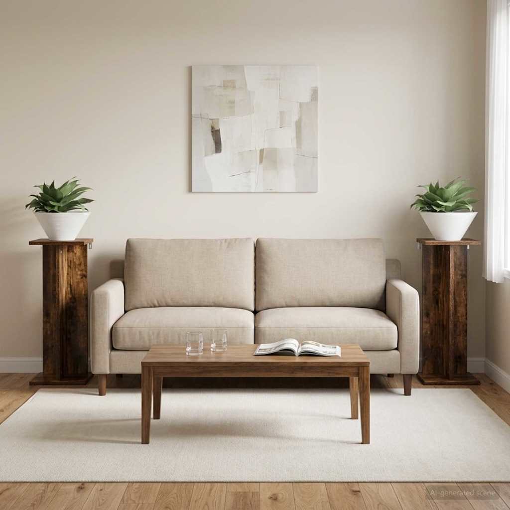 vidaXL Βάση φυτών 2 τμχ. Καπνιστή Δρυς 25 x 25,5 x 60,5 εκ.