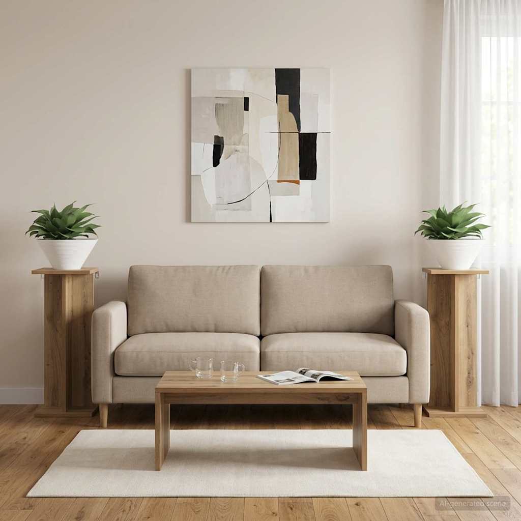 vidaXL Βάση φυτών 2 τμχ. Τεχνίτικη Δρυς 25 x 25,5 x 60,5 εκ.
