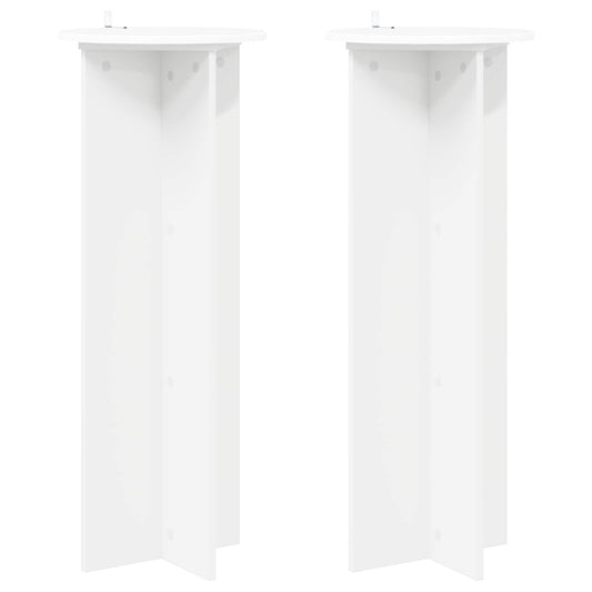 vidaXL Βάση φυτών 2 pcs Λευκό Ø40 x 100 εκ. Επεξεργασμένο Ξύλο