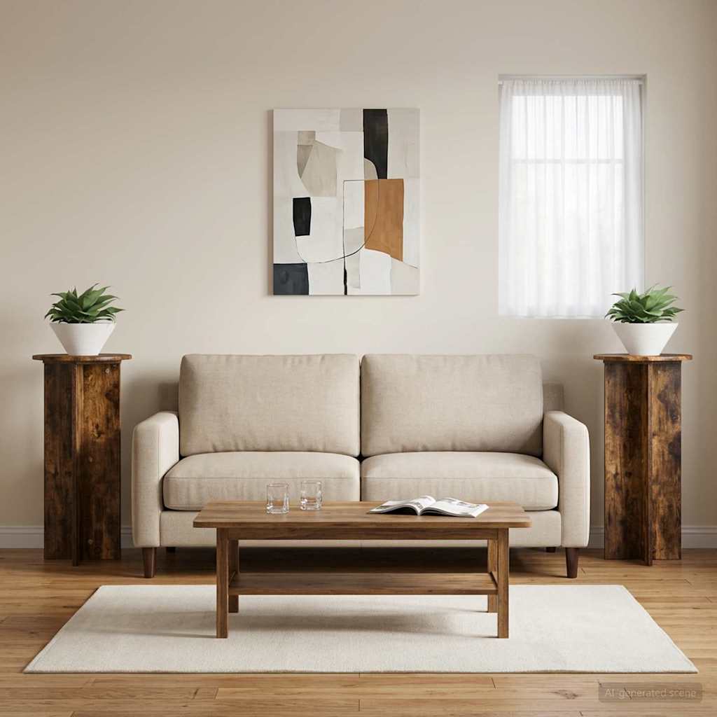 vidaXL Βάση φυτών 2 τμχ. Καπνισμένο Ξύλο Δρυός 40 x 40 x 80 cm