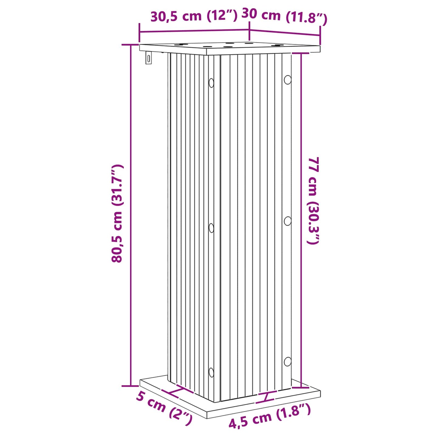 vidaXL Βάση φυτών Λευκό 30,5 x 30 x 80,5 εκ Επεξεργασμένο Ξύλο