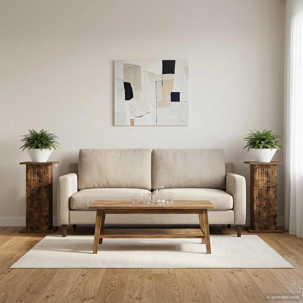 vidaXL Βάση φυτών 2 τμχ. Καπνισμένο Ξύλο Δρυός 30,5 x 30 x 60,5 εκ