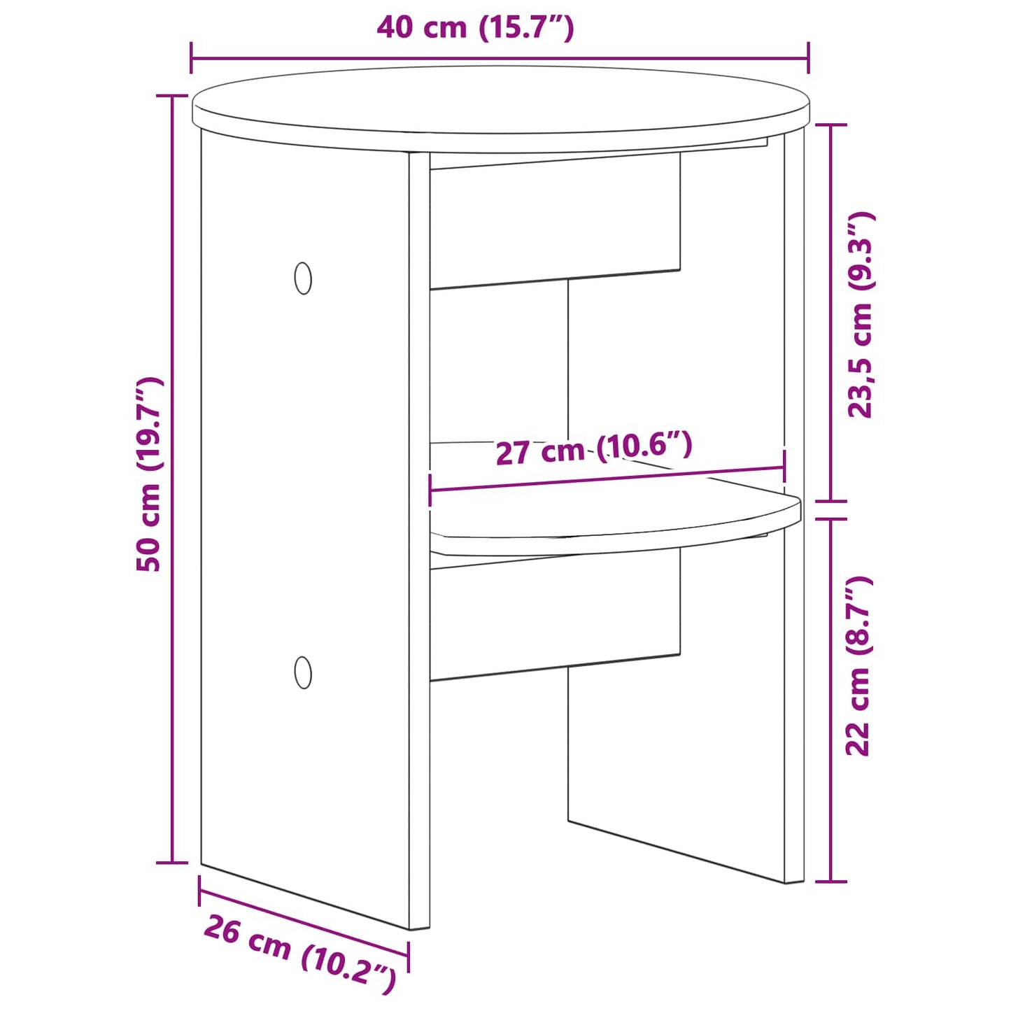 vidaXL Βοηθητικό ντουλάπι 2 pcs Παλιό ξύλο Ø40 x 50 εκ