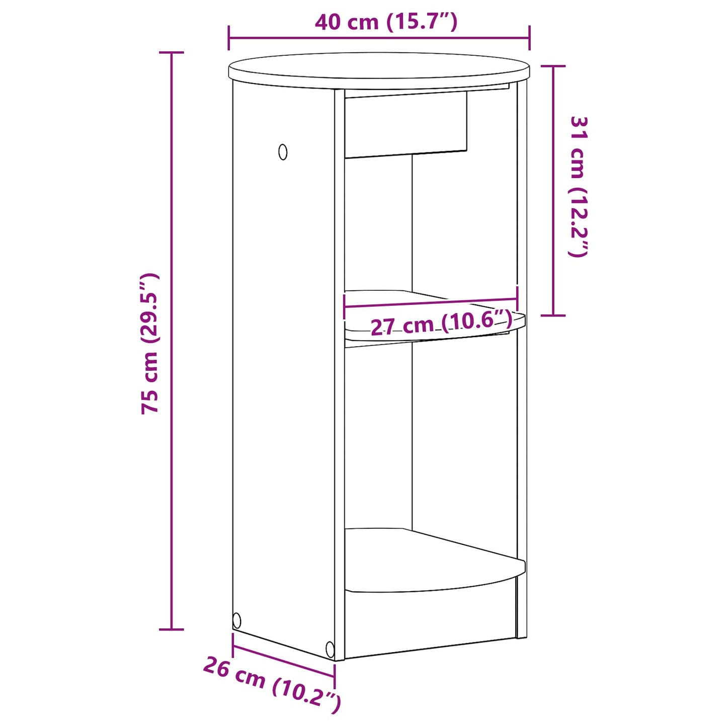 vidaXL Βοηθητικό ντουλάπι Τεχνίτικη Δρυς 40 x 40 x 75 cm