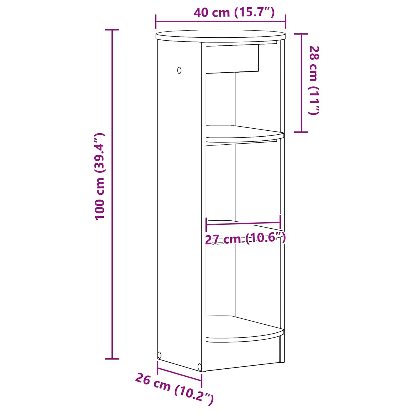 vidaXL Βοηθητικό ντουλάπι Λευκός 40 x 40 x 100 cm