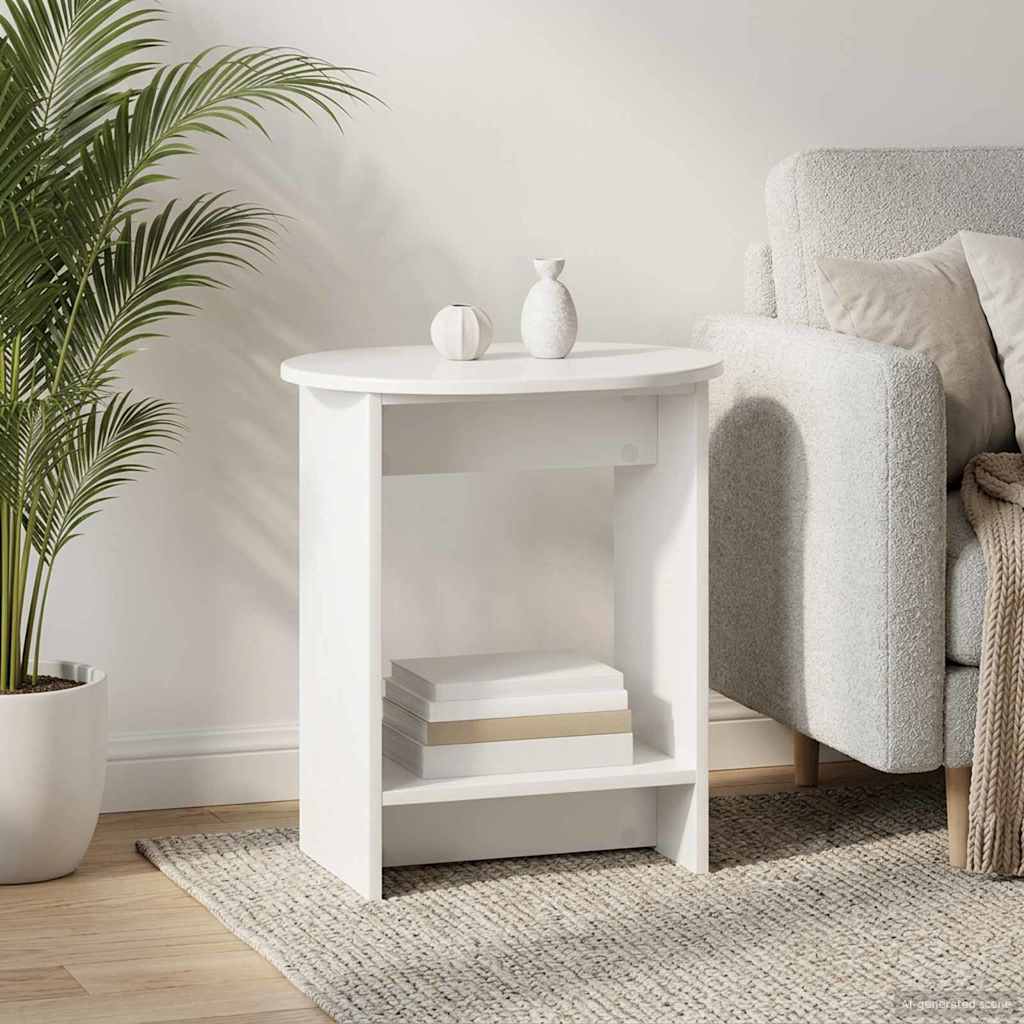 vidaXL Τραπεζάκι Πλευράς Γυαλιστερό Λευκό 50 x 39,5 x 55 εκ