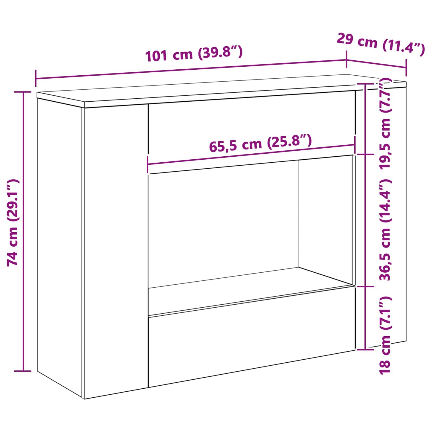 vidaXL 101 x 29 x 74 εκ.